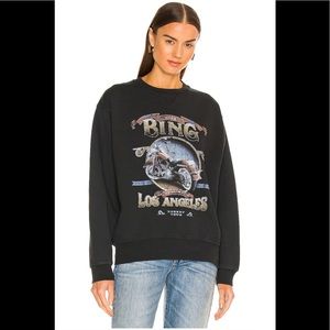 NWT! ANINE BING Ramona Biker Sweatshirt in Washed Black